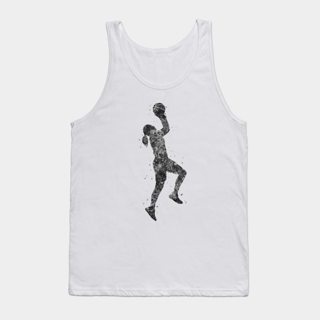 Basketball girl black and white Tank Top by Yahya Art